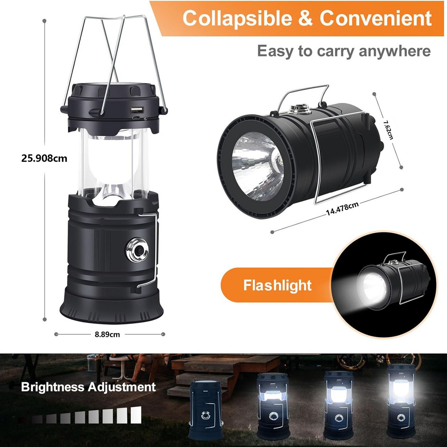 Camp Lantern Portable Solar USB Rechargeable