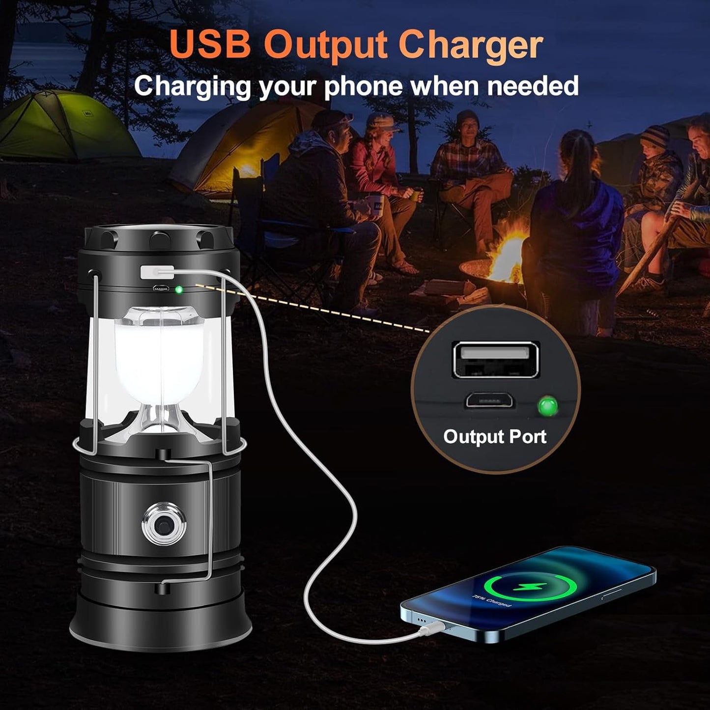 Camp Lantern Portable Solar USB Rechargeable