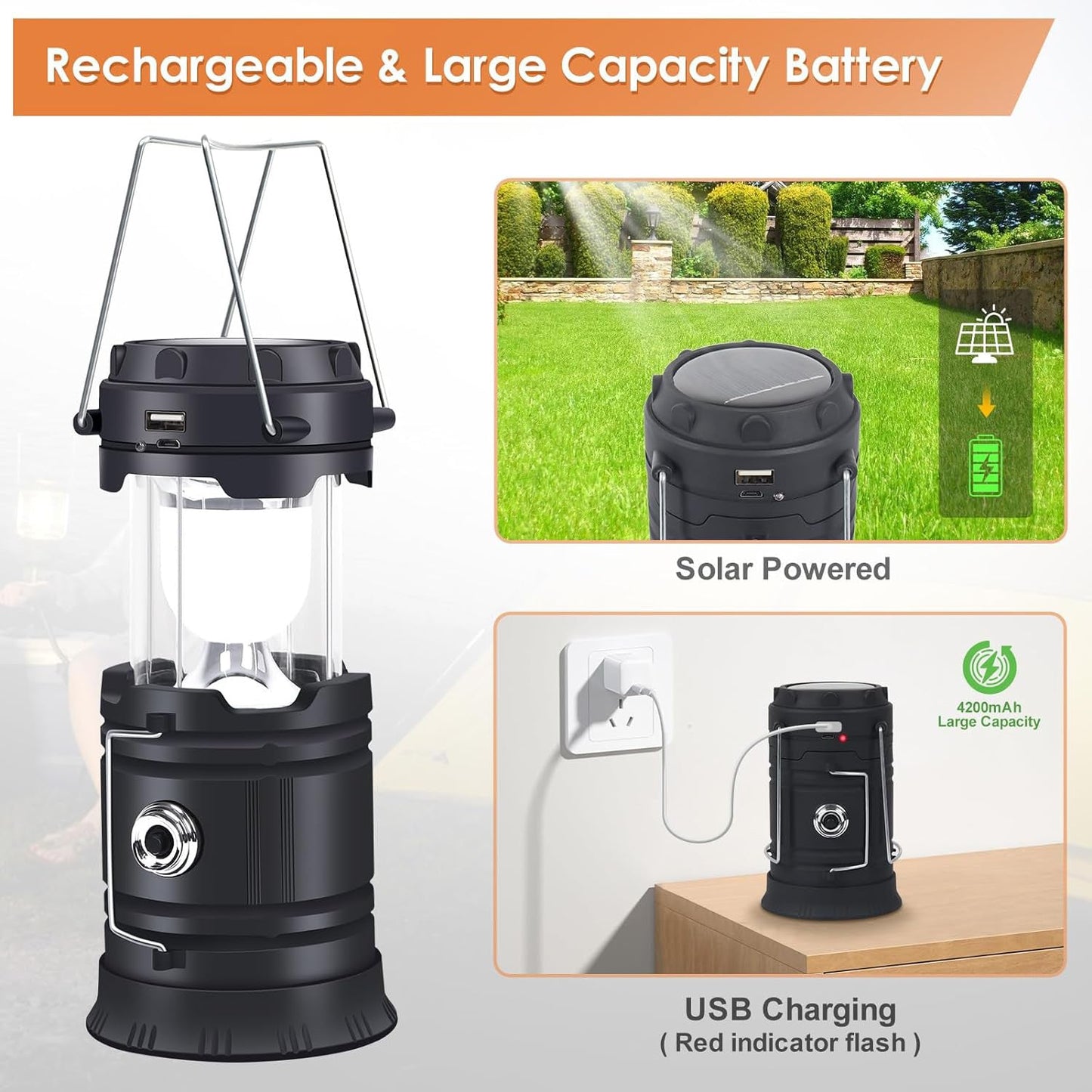 Camp Lantern Portable Solar USB Rechargeable